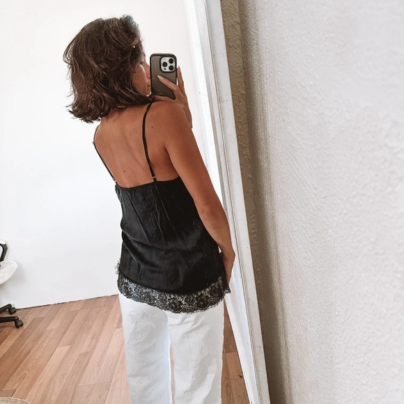 Scandal Italy Lace Black Cami Tank Top Size Small - Picture 2 of 10